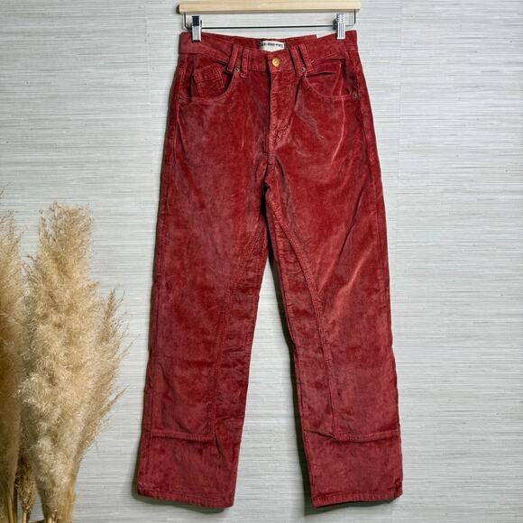Free People corduroy pants high rise straight cotton blend boho fall winter 27 - Picture 3 of 11